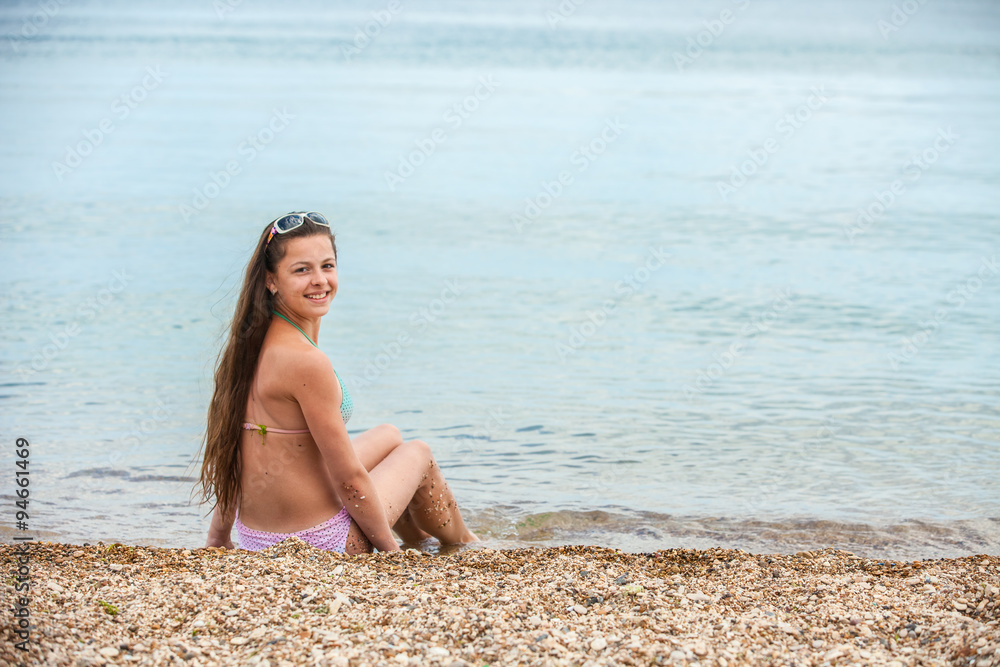 Happy teen girl having fun in the sea Happy teen girl having fun in the sea