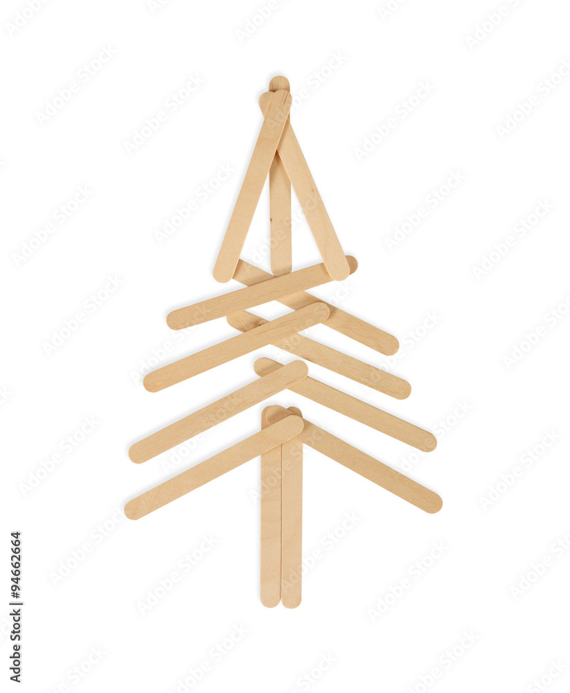 tree made from wood ice-cream stick isolated on white background tree made from wood ice-cream stick isolated on white background