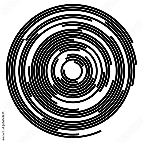 Concentric segments of circles, random lines following a circle