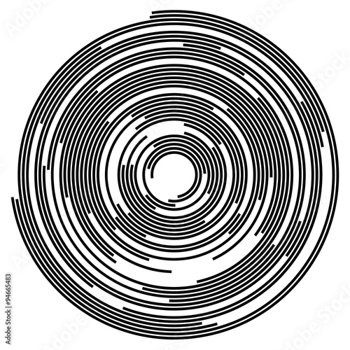 Concentric segments of circles, random lines following a circle