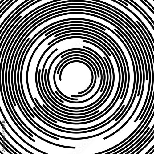 Concentric segments of circles, random lines following a circle