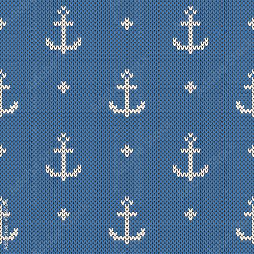 Vector anchor pattern on the wool knitted texture