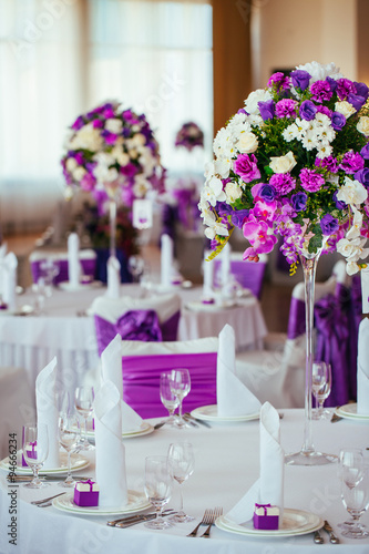 Table set for wedding or another catered event dinner. © davit85