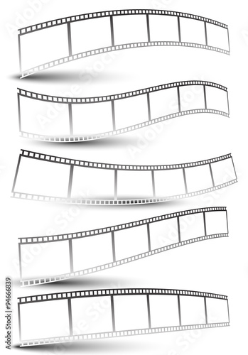 Black and white film strips, film tapes