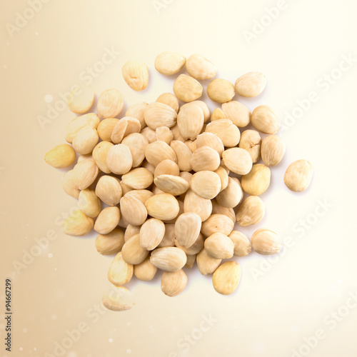 Almonds on white background