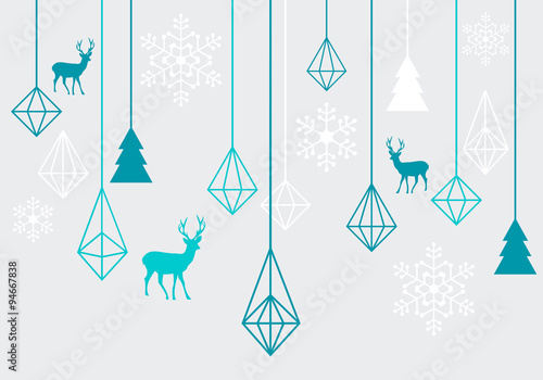 Geometric Christmas ornaments, vector