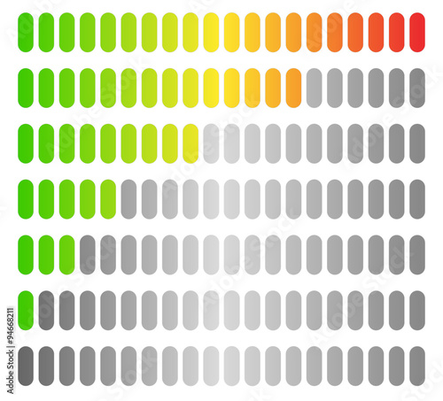 Colored progress bars, progress, strength indicators. vector