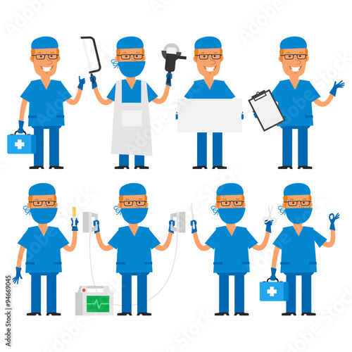 Surgeon in various poses
