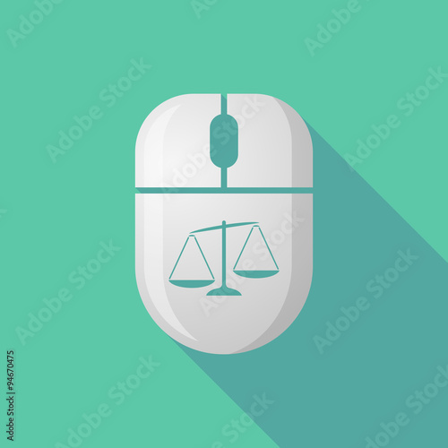 Wireless long shadow mouse icon with  an unbalanced weight scale