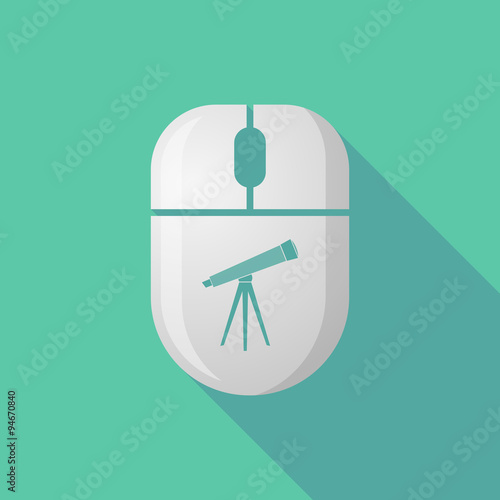 Wireless long shadow mouse icon with a telescope