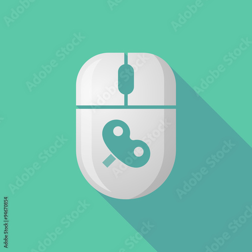 Wireless long shadow mouse icon with a toy crank