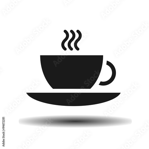 Cup and saucer with a hot beverage monochrome flat icon