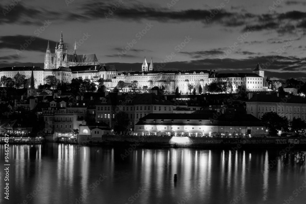 Fototapeta premium Prague in Czech Republic. View of Prague Castle (Hradcany) and the Cathedral.