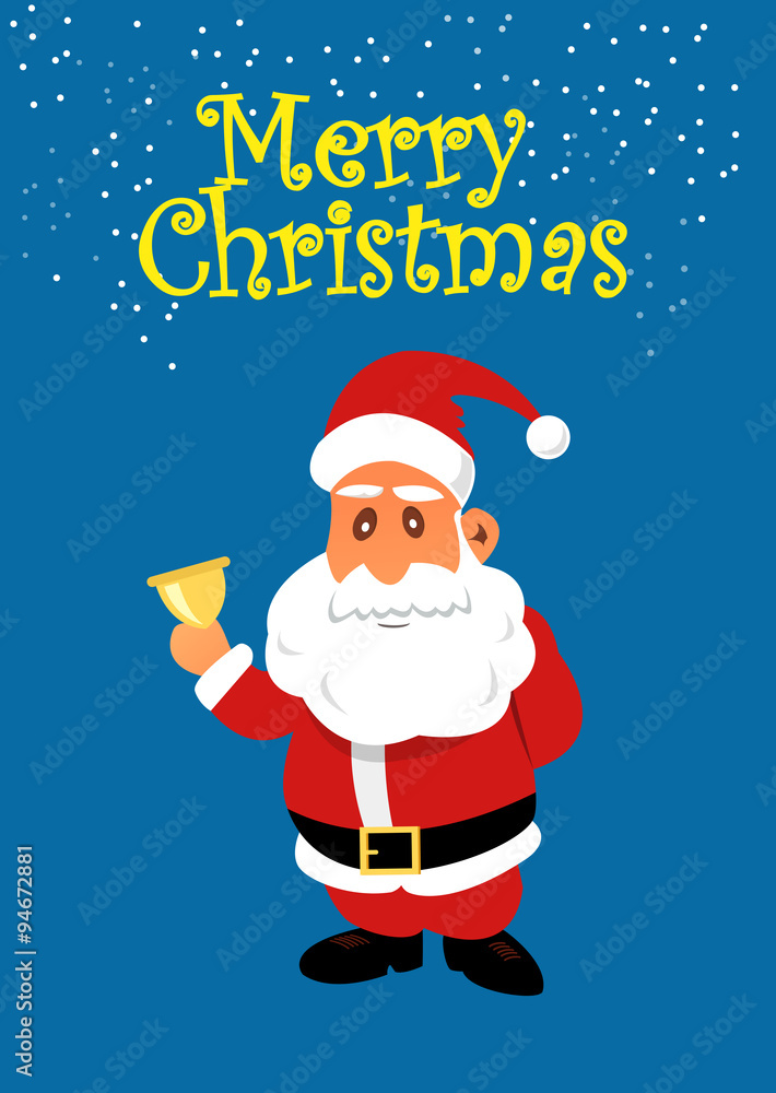 Santa Claus with golden bell. Christmas vector flat illustration Santa Claus with golden bell. Christmas vector flat illustration