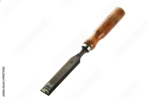 Chisel/Old rusty chisel on a white background.