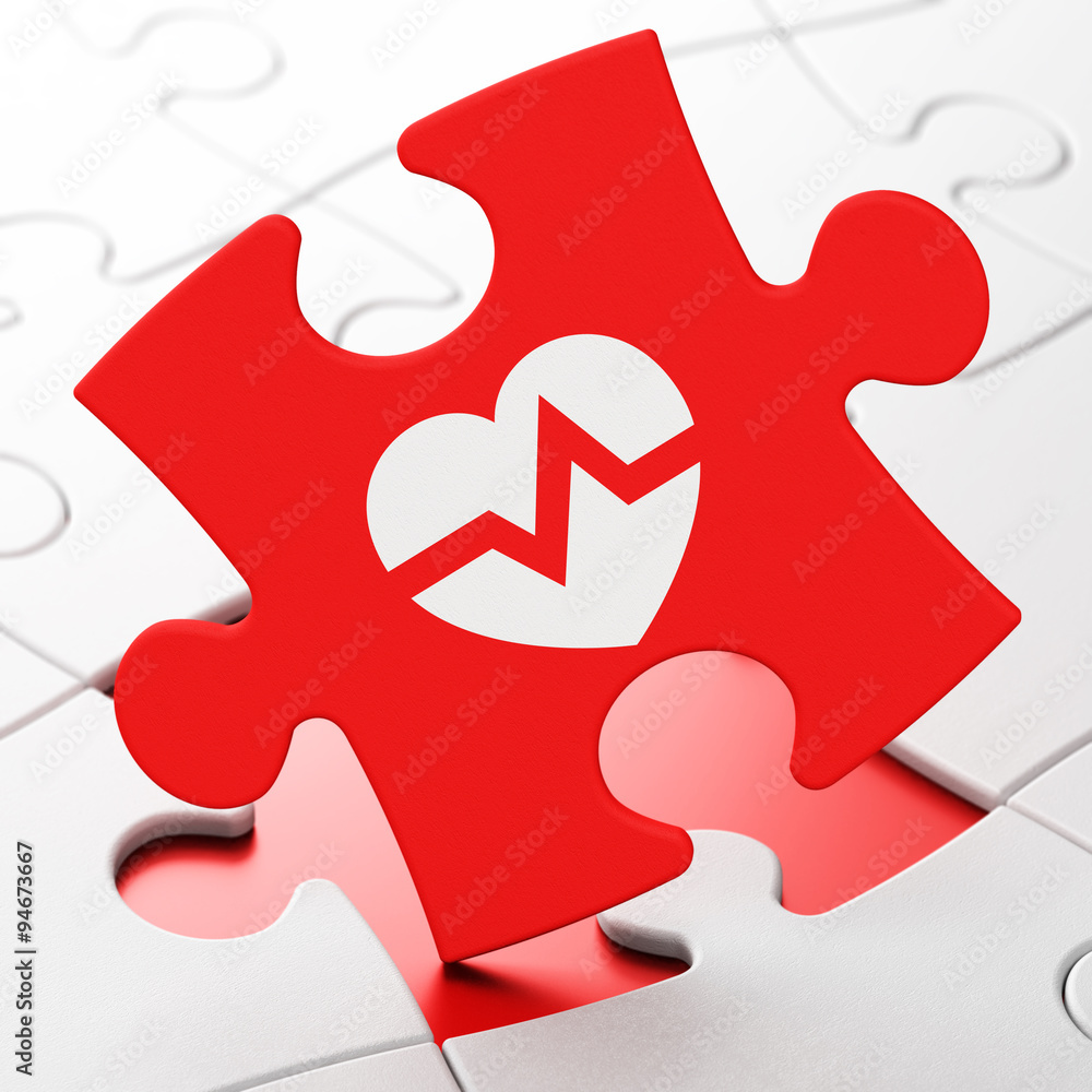 Medicine concept: Heart on puzzle background Medicine concept: Heart on puzzle background
