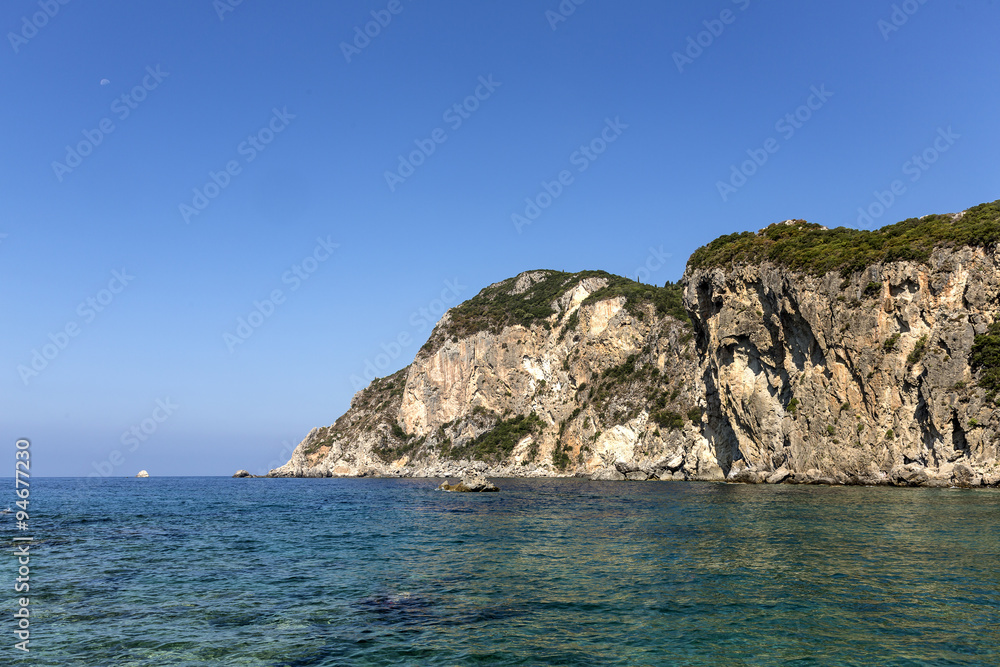 Ionian seashore with blue water and sky