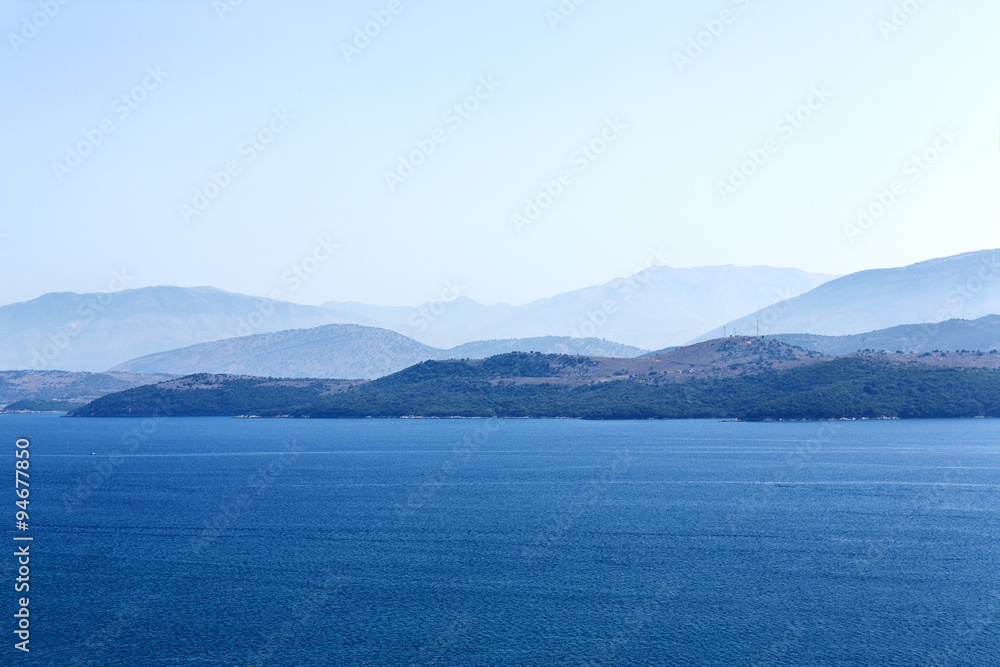 Ionian seashore with blue water and sky