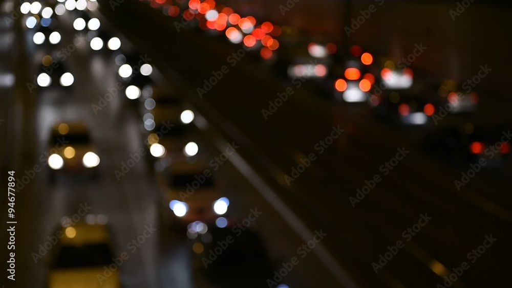 Night scene with urban traffic congestion