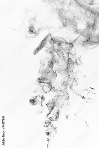 Abstract black smoke on a white background. Design element. Abstract texture.