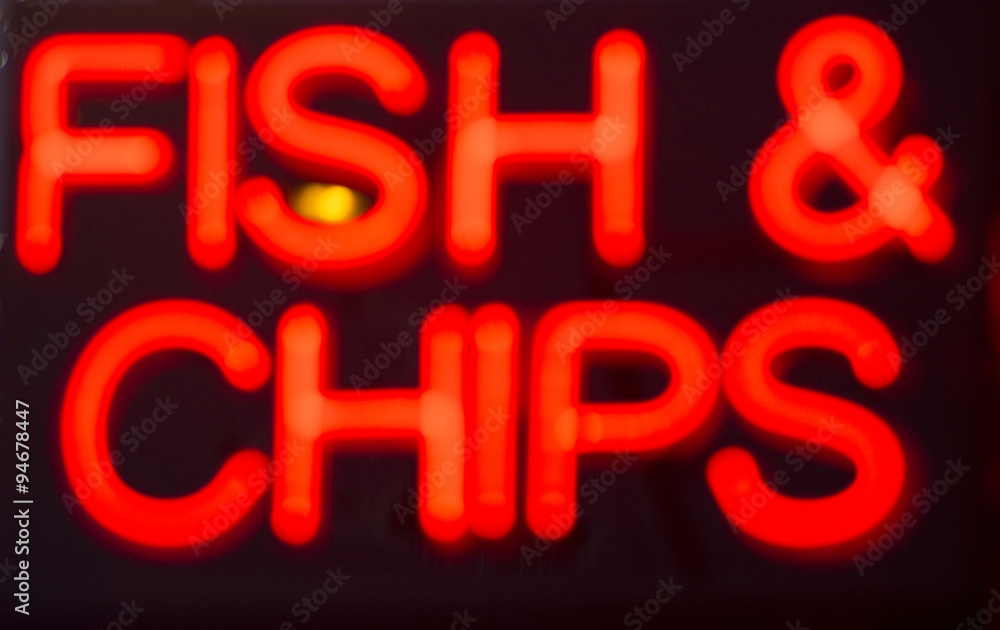Fish and chips restaurant neon sign Fish and chips restaurant neon sign