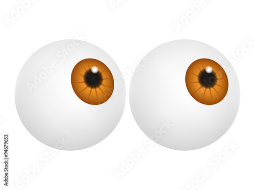 Eyeball with hazel pupil, iris. Realistic human body part set. Vector illustration isolated on white background.