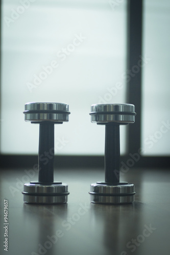 Dumbbell gym metal weights in gym health club