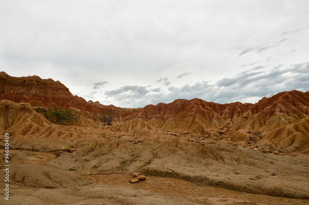 Colorful sand formations of Tatacoa desert 