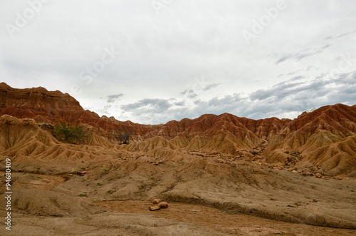 Colorful sand formations of Tatacoa desert 