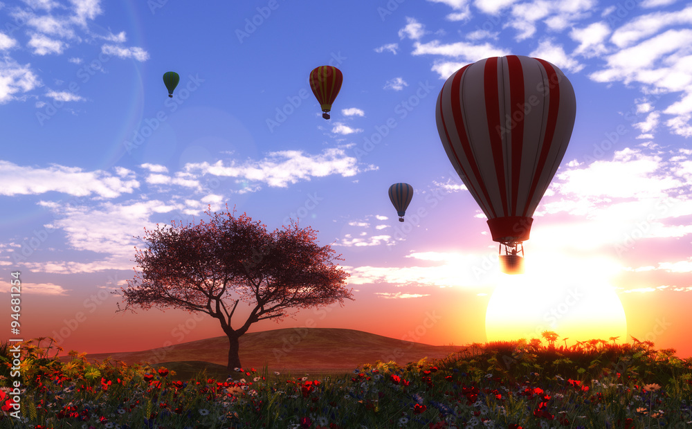 Naklejka premium hot air balloons