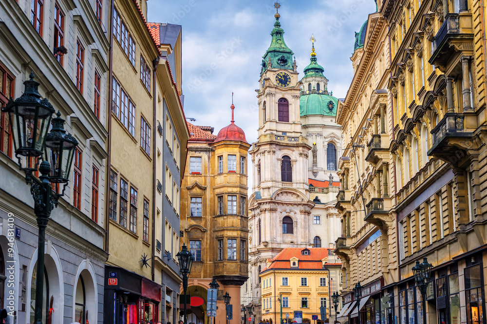 Historical baroque buildings in the center of Prague, Czech Repu