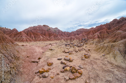 Stones in Tatacoa desert canyon 