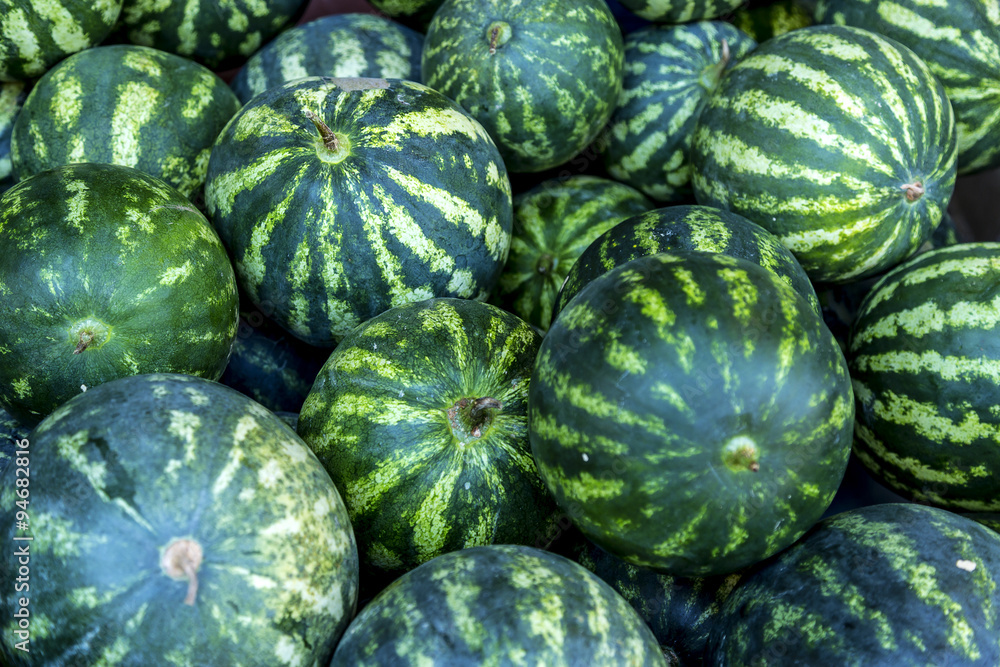 Close up of a bunch of green watermelon Close up of a bunch of green watermelon
