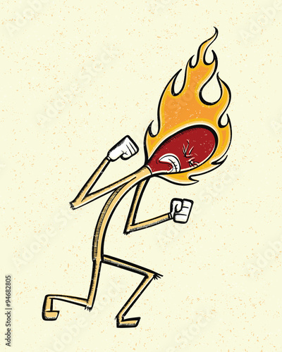 Burning Mad Match Cartoon Vector Graphic Illustration 