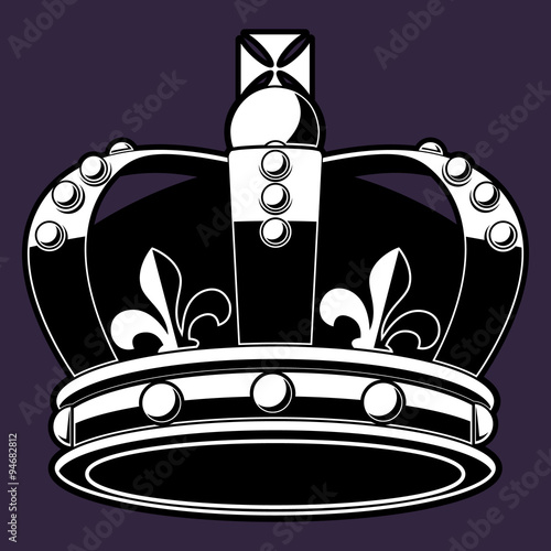 Royal Crown. Black and white vector illustration of a royal crown. 