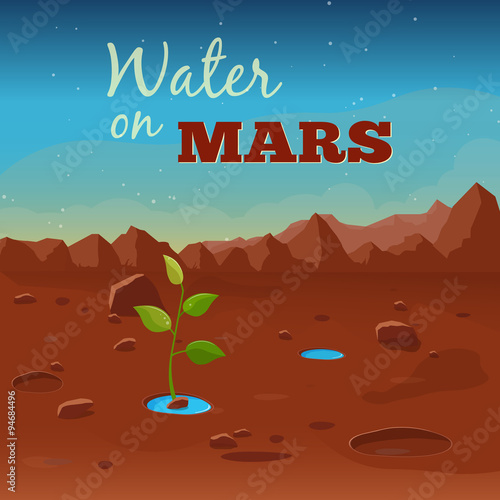 Water on Mars. Vector illustration