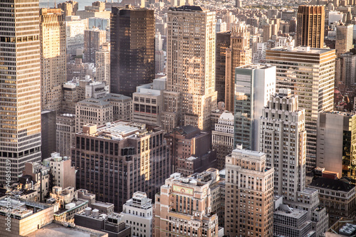 New York City overhead view of buildings across midtown Manhattan