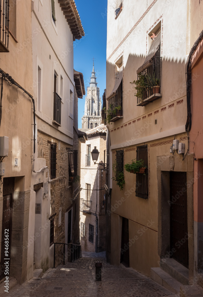 Narrow streets of Toledo city in Spain