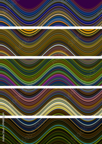 Variaciones en Diseño de fondo ondulado y multicolor, en muestrario separado por franjas blancas photo