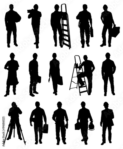 Set Of Workers Silhouettes