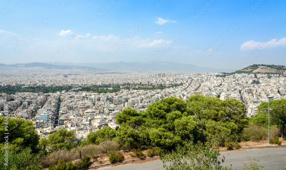 View of Athens from Mount Lycabettus, Greece.
