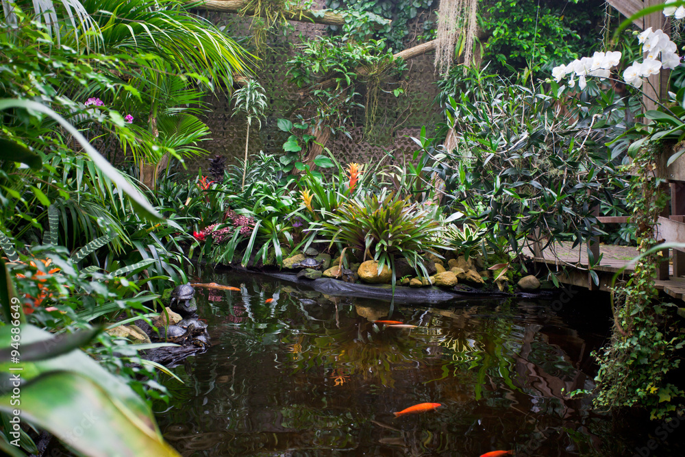 Naklejka premium Exotic tropical garden landscape