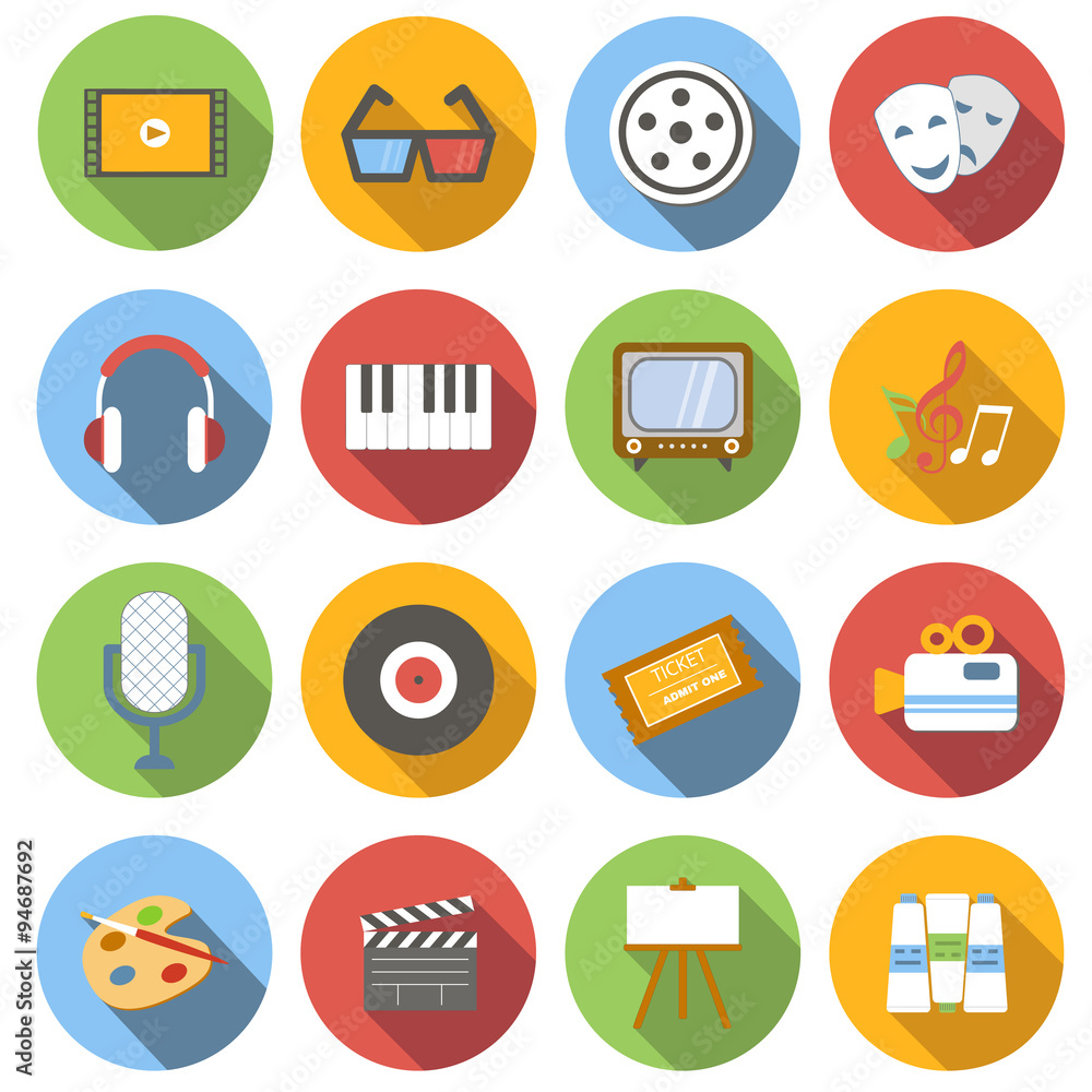 Multimedia flat icons Multimedia flat icons