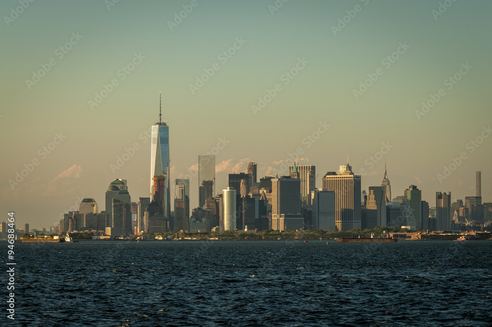 Northview image of the financial district in lower Manhattan seen from Staten Island during daytime