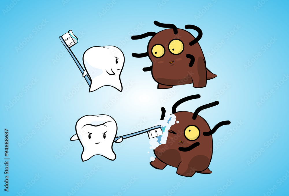 Obraz premium Tooth fights bacteria