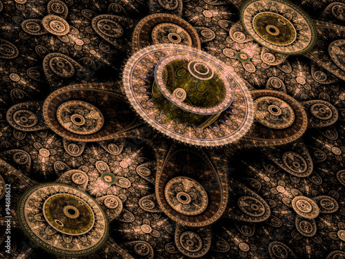 Abstract computer-generated image with rings