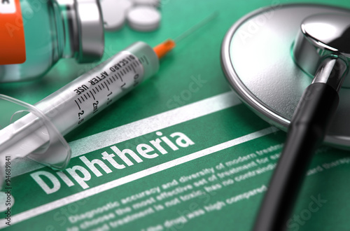 Foto Diphtheria. Medical Concept on Green Background.