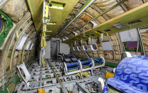 Inside damage airplane cabin