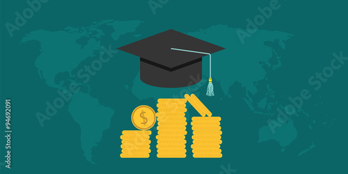 scholarship college with cap and money coin