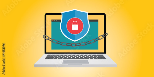 internet security illustration with chain and padlock 